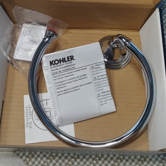 Kohler towel ring, bathroom wall accessory, towel hanger, towel holder - Picture 4 of 8